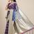 Blue ethnic motifs zari organza banarasi saree