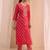 women ethnic motifs printed regular thread work kurta with trousers & with dupatta