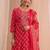 women ethnic motifs printed regular thread work kurta with trousers & with dupatta