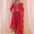 women ethnic motifs printed regular thread work kurta with trousers & with dupatta