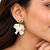 Anti-tarnish jewellery, pearl-finish petals, gold-tone heart stud, dangle drop style, women's fashion