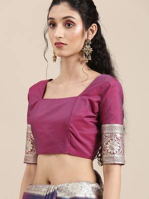 Blue ethnic motifs zari organza banarasi saree 5