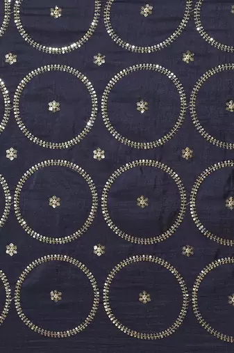 Navy blue navy blue embellished silk blend saree