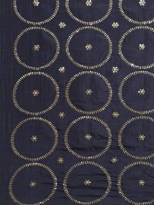 Navy blue navy blue embellished silk blend saree 5