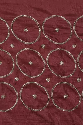 Maroon maroon & pink embellished sequinned silk blend saree