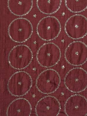 Maroon maroon & pink embellished sequinned silk blend saree 5