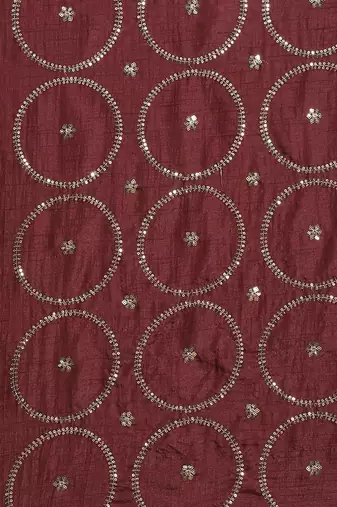Maroon maroon & pink embellished sequinned silk blend saree