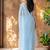 Blue floral beads and stones poly georgette designer saree