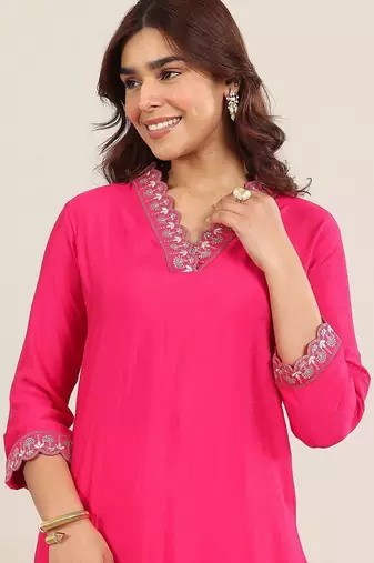 women ethnic motifs embroidered thread work kurta with trousers & dupatta