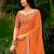Orange striped printed sequinned  georgette saree