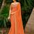 Orange striped printed sequinned  georgette saree