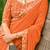 Orange striped printed sequinned  georgette saree