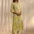 libas lime green floral printed cotton straight suit set with dupatta