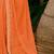 Orange striped printed sequinned  georgette saree
