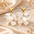 Anti-tarnish jewellery, pearl-finish petals, gold-tone heart stud, dangle drop style, women's fashion