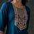 floral yoke design sequinned straight kurta with trousers & dupatta