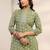 women ethnic motifs printed regular thread work kurta with trousers & with dupatta