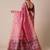 Pink ethnic motifs woven design zari banarasi saree