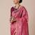 Pink ethnic motifs woven design zari banarasi saree