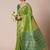 Green ethnic motifs zari silk blend banarasi saree