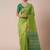 Green ethnic motifs zari silk blend banarasi saree