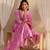 libas pink floral printed cotton a-line suit set with dupatta