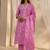 libas pink floral printed cotton a-line suit set with dupatta