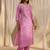 libas pink floral printed cotton a-line suit set with dupatta