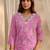 libas pink floral printed cotton a-line suit set with dupatta