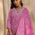 libas pink floral printed cotton a-line suit set with dupatta