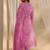 libas pink floral printed cotton a-line suit set with dupatta