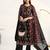 women ethnic motifs printed regular cotton blend kurta with trousers & with dupatta