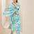 floral printed v-neck straight kurta with trousers & dupatta