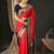 Red ethnic motifs silk blend designer banarasi saree