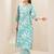 floral printed v-neck straight kurta with trousers & dupatta