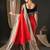 Red ethnic motifs silk blend designer banarasi saree