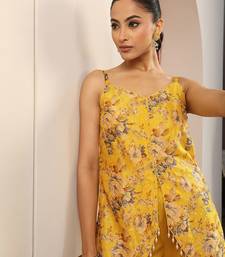 floral printed shoulder straps sequinned kurti with palazzos