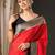 Red ethnic motifs silk blend designer banarasi saree