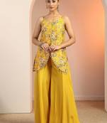 floral printed shoulder straps sequinned kurti with palazzos
