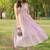 womens pink self design cotton anarkali kurta with trousers
