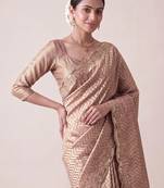 Rose woven design zari silk blend banarasi saree
