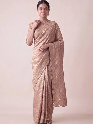 Rose woven design zari silk blend banarasi saree 2