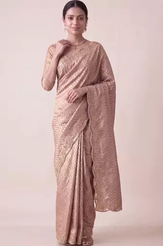 Rose woven design zari silk blend banarasi saree