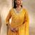 libas yellow floral printed cotton a-line suit set with dupatta