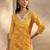 libas yellow floral printed cotton a-line suit set with dupatta