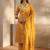 libas yellow floral printed cotton a-line suit set with dupatta