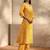 libas yellow floral printed cotton a-line suit set with dupatta