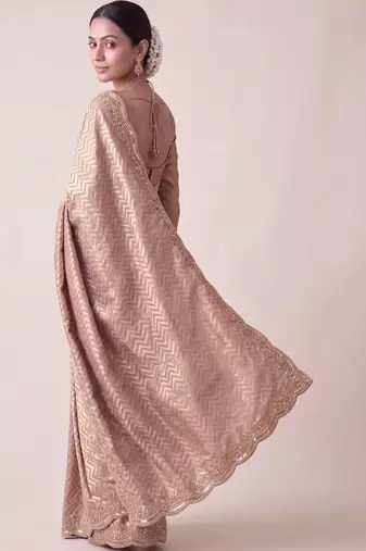 Rose woven design zari silk blend banarasi saree