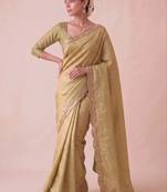 Gold woven design zari silk blend banarasi saree