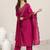 ethnic motifs yoke design sequinned v-neck straight kurta with trousers & dupatta